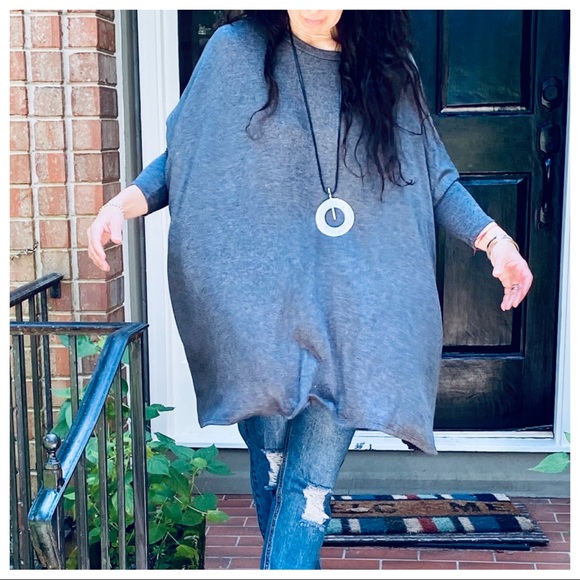 OVERSIZED LOOSE FIT CHARCOAL GREY KNIT SWEATER - Picture 10 of 15